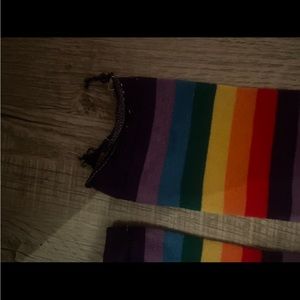 Rainbow Arm Warmers || Has Slight Rip At Bottom